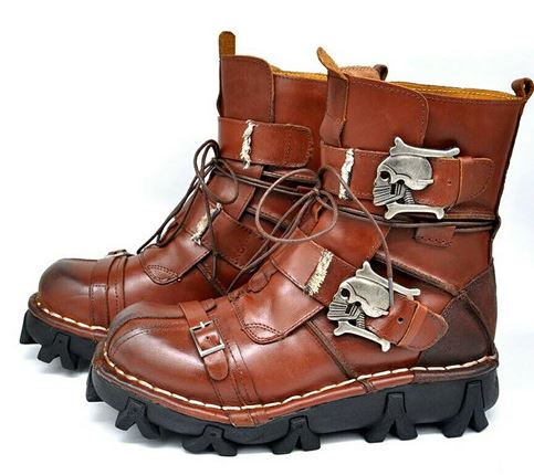 Handmade leather skull on sale boots